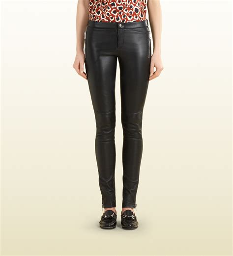 gucci black stretch leather leggings|Gucci leggings men sale.